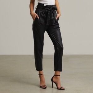 Commando Pants Faux Leather Paperbag in Black